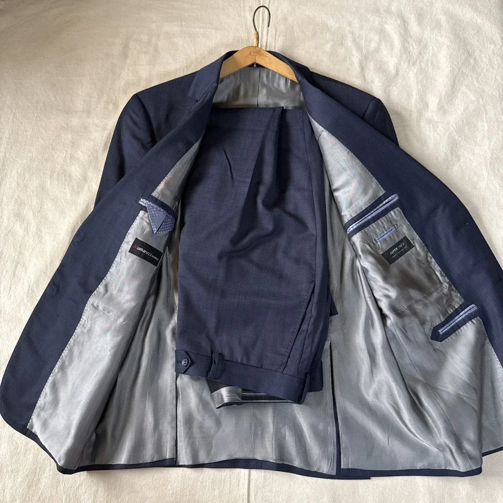 Mattarazi Uomo 2 Piece Suit Men 52R EU blue Super 150s Wool 34X29 Pants